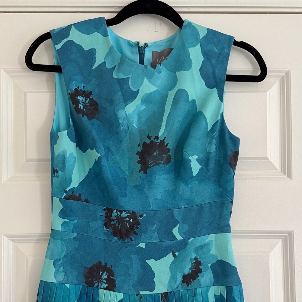Lela Rose Teal Floral Dress sz 2 - Picture 5 of 9